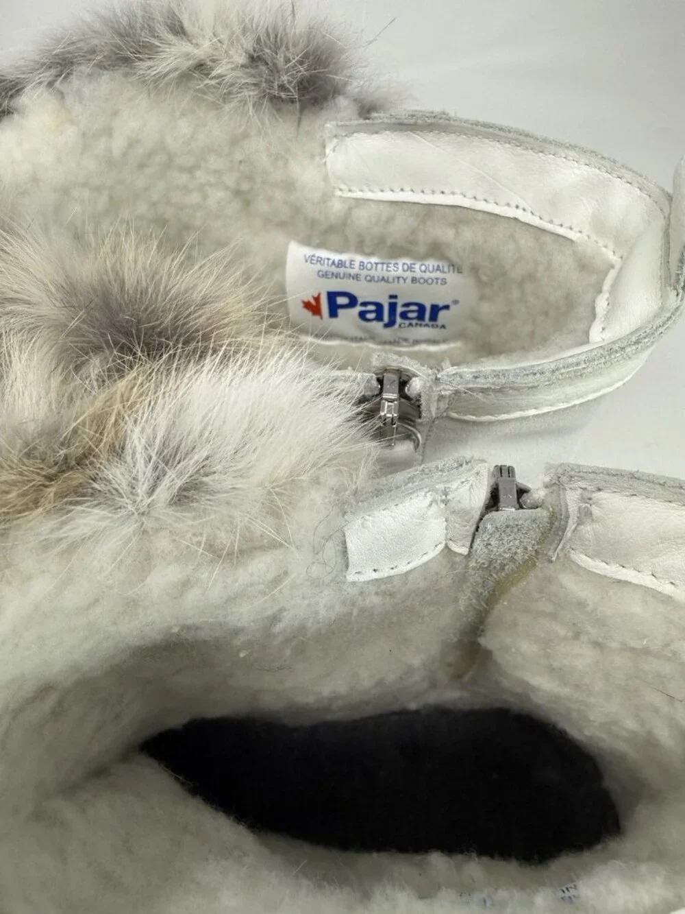 Pajar Women's Anet Zip Beige, Tan And White Rabbit Fur Boots